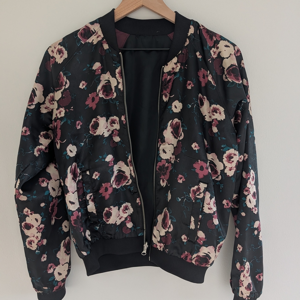 Floral Black Bomber Jacket